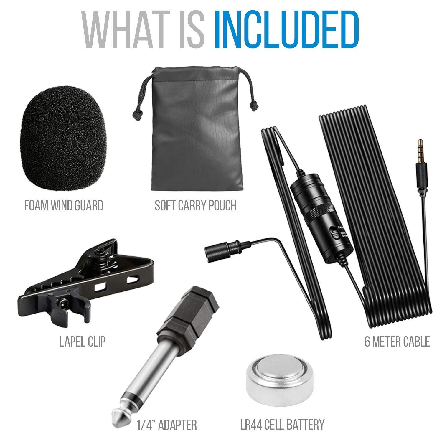 Inov8 Pro Clip-On 3.5mm Lavalier (lapel) Condenser Microphone & Windshield for y