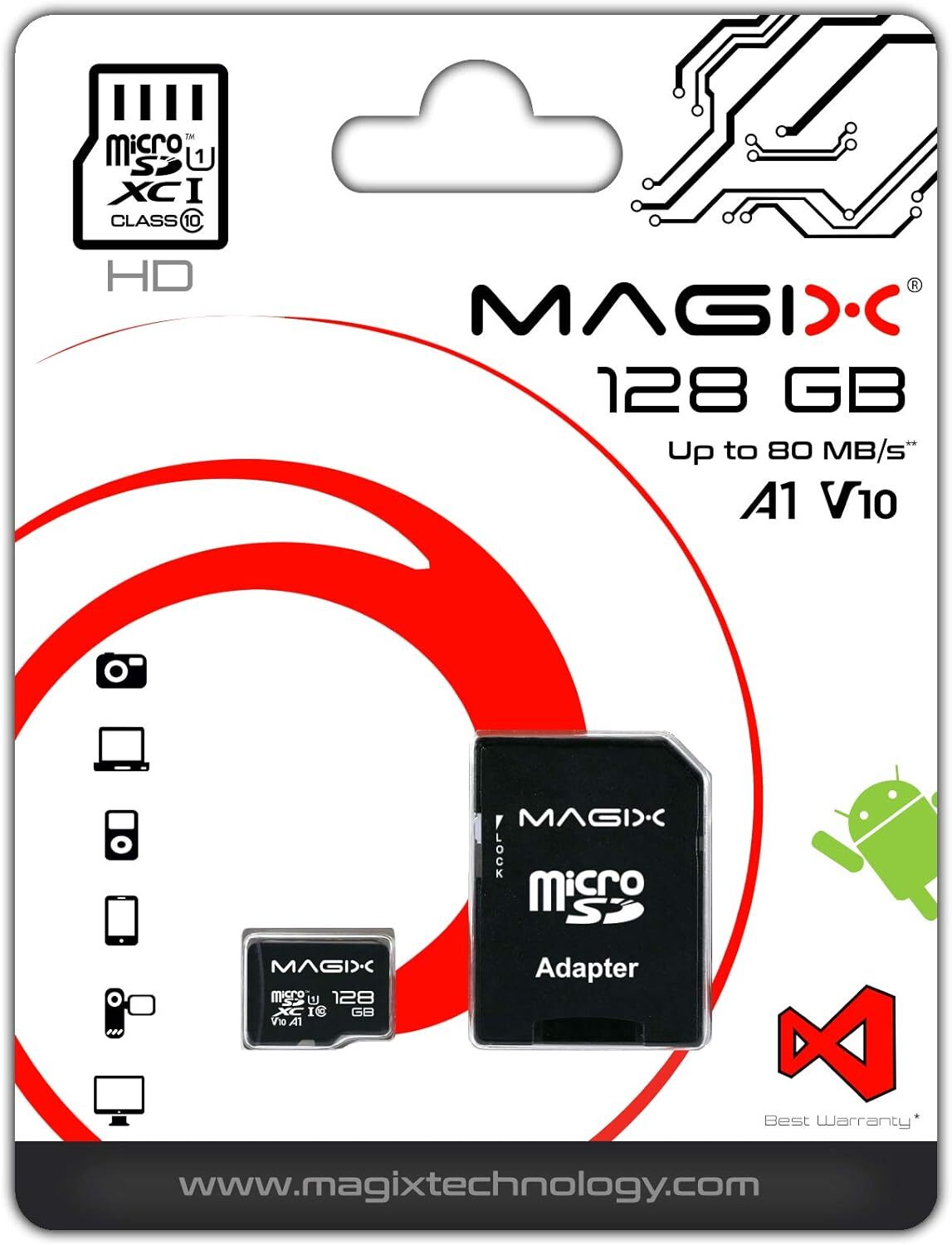 Magix Micro SD Card HD Series Class10 V10 + Adapter UP to 80MB/s 128GB