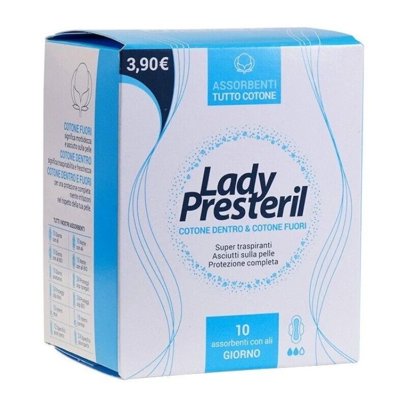 Corman Lady Presteril Assorbenti Giorno Con Ali Ripiegati Biodegradabili 10 Pezz