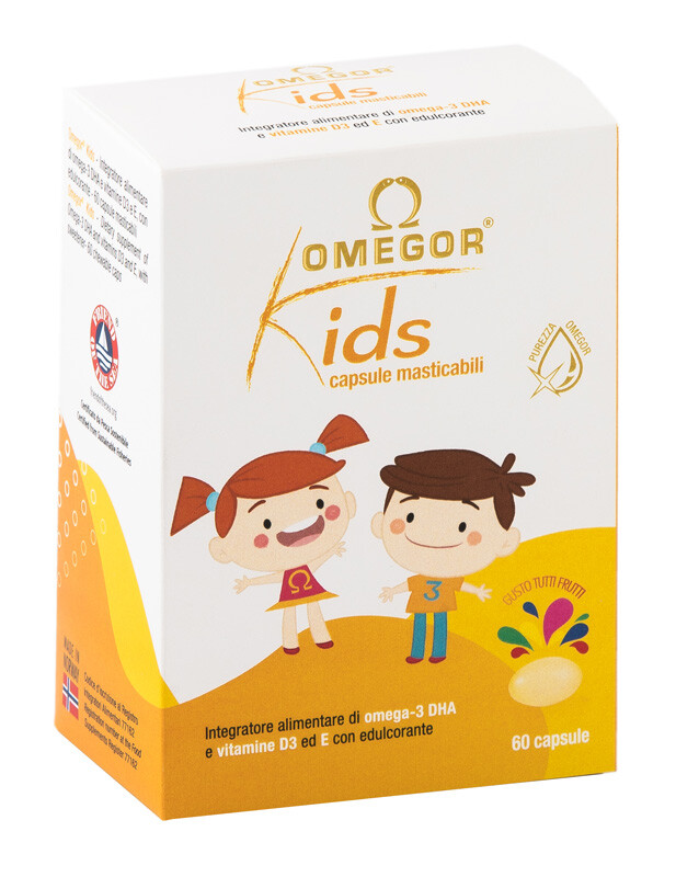OMEGOR KIDS CAPSULE MASTICABILI - INTEGRATORE A BASE DI OMEGA 3, VITAMINA D3 E V