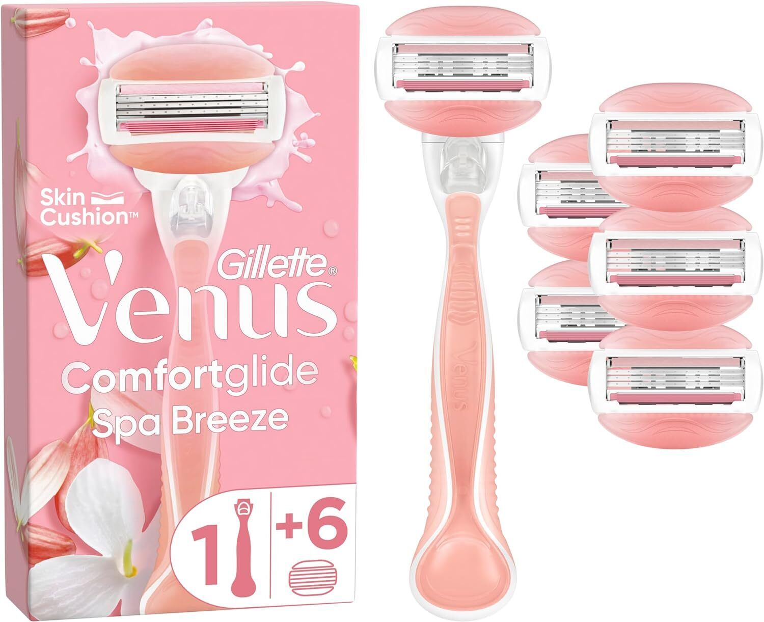 Gillette Venus Comfortglide RASOIO DONNA Spa Breeze, 1 Manico e 6 LAMETTE...