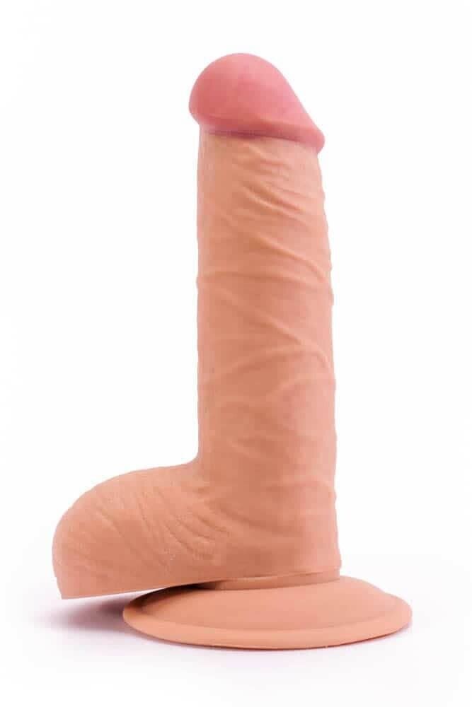 7.5" PENE FINTO REALISTICO IN MORBIDO SILICONE TPE CON VENTOSA FALLO VAGINALE