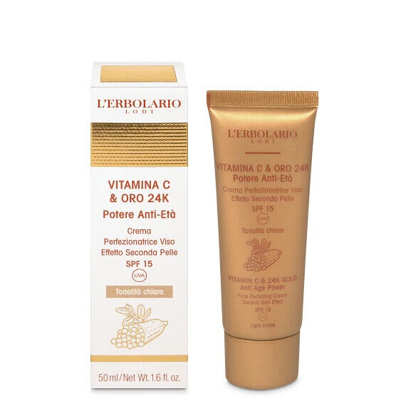 L'Erbolario Crema Perfezionatrice tonalità chiara Vitamina C & Oro 24K 50 ml
