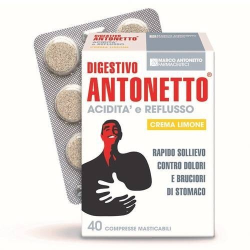 Digestivo Antonetto Acidità  e Reflusso 40 Compresse Limone