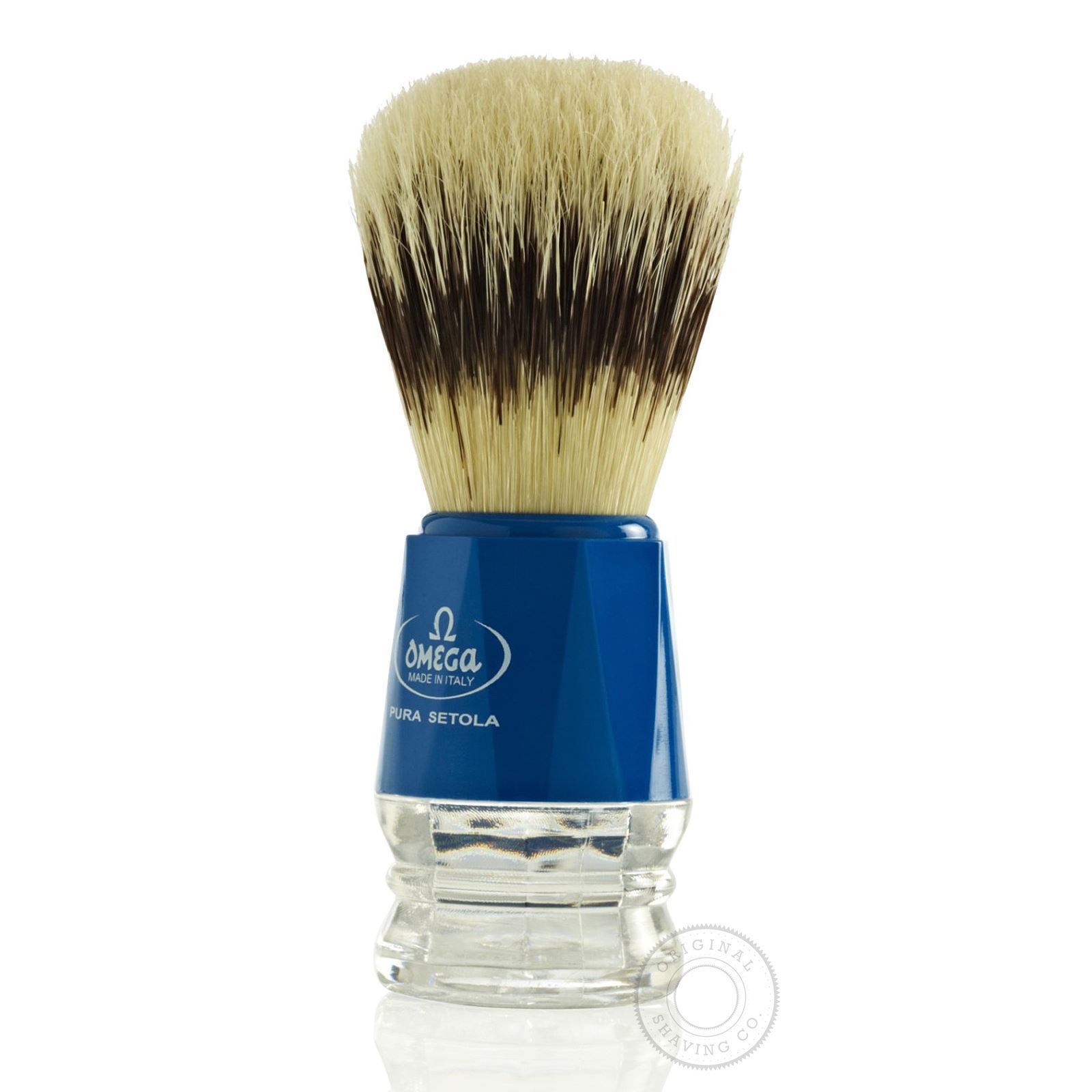 Omega 10218 Puro Setola Pennello da Barba - Blu Manico