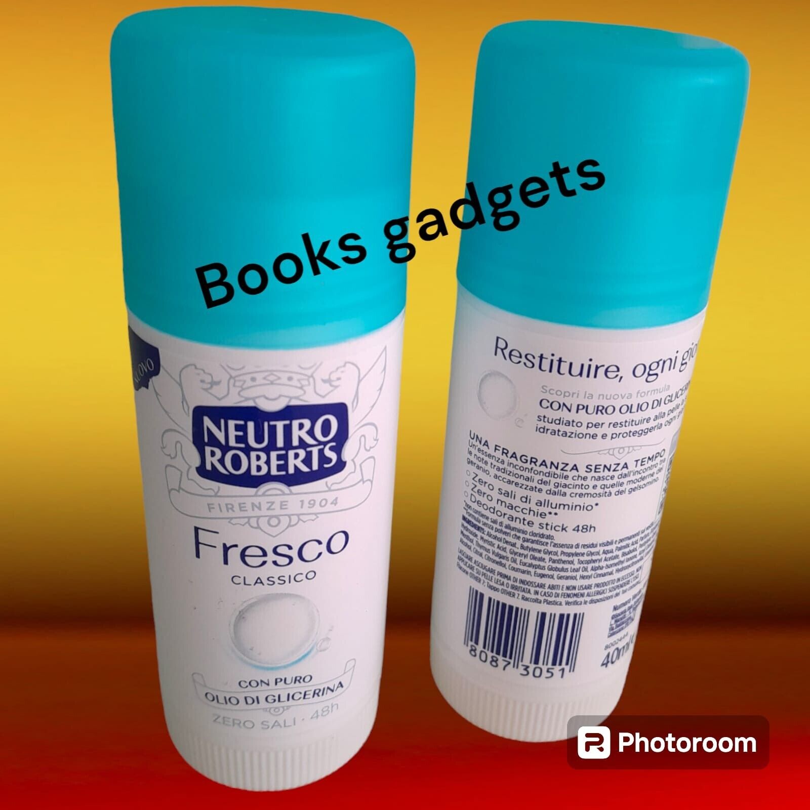 24 Pezzi Neutro Roberts Stick Fresco Classico Zero % Sali Zero Macchie 40ml 48h
