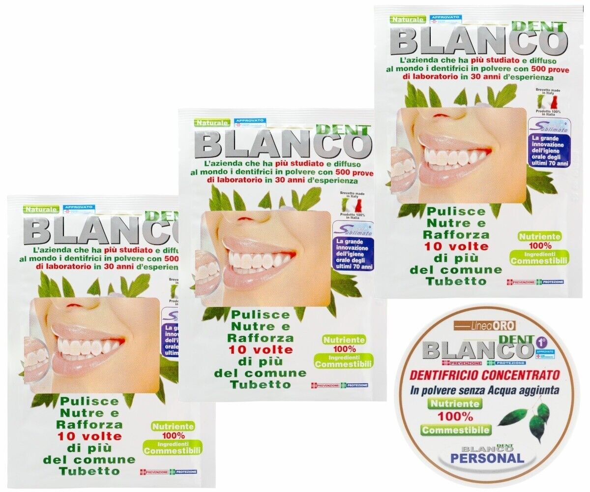 Blanco Dent Dentifricio in Polvere Naturale sbiancante 3 Ricariche Blancodent