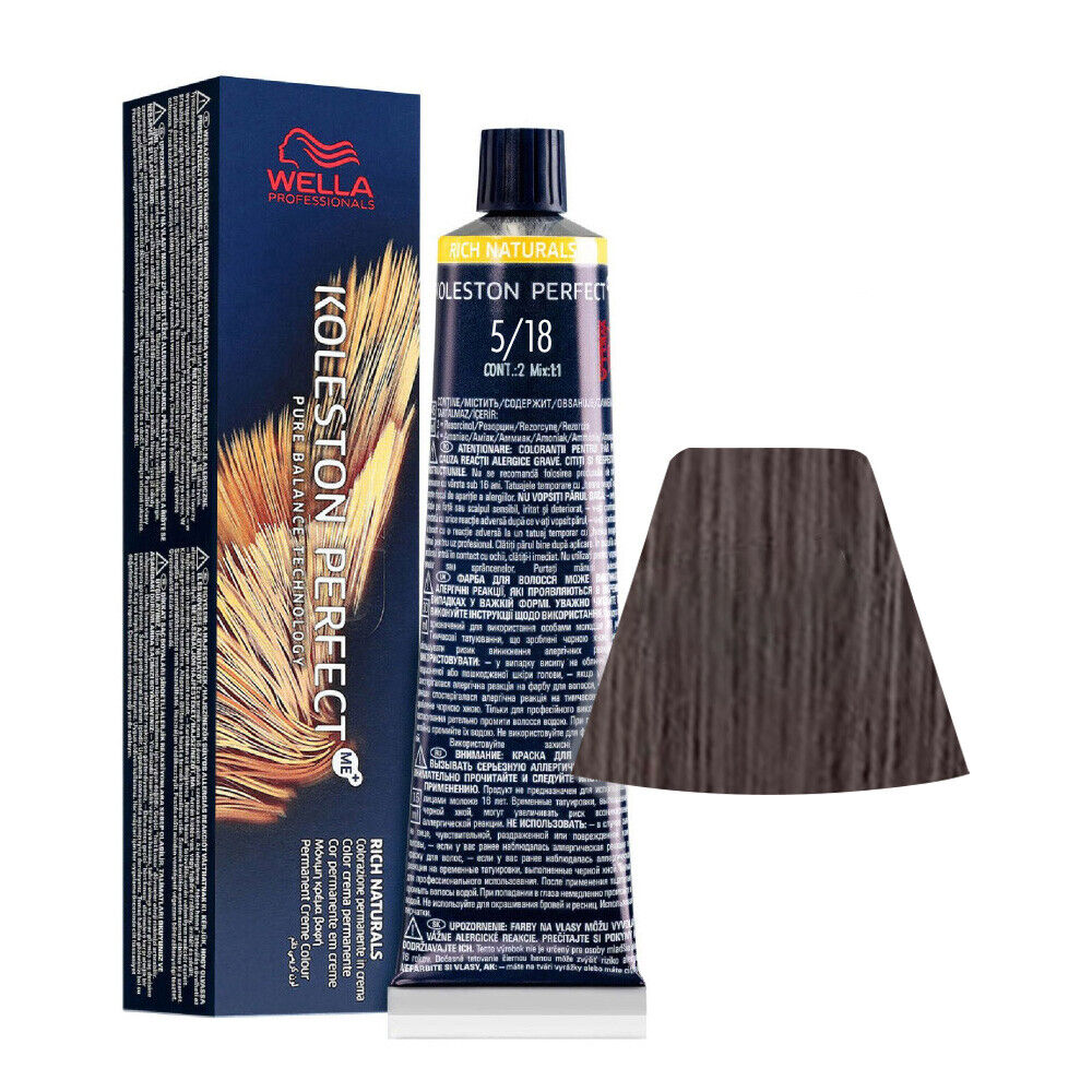 Wella Koleston Perfect Me+ Rich Naturals 5/18 Castano Chiaro Cenere Perla 60ml
