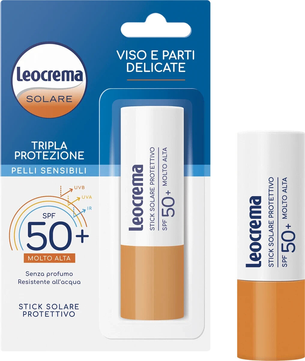Leocrema Stick solare Pelli Sensibili SPF50+ Viso , 12 ml