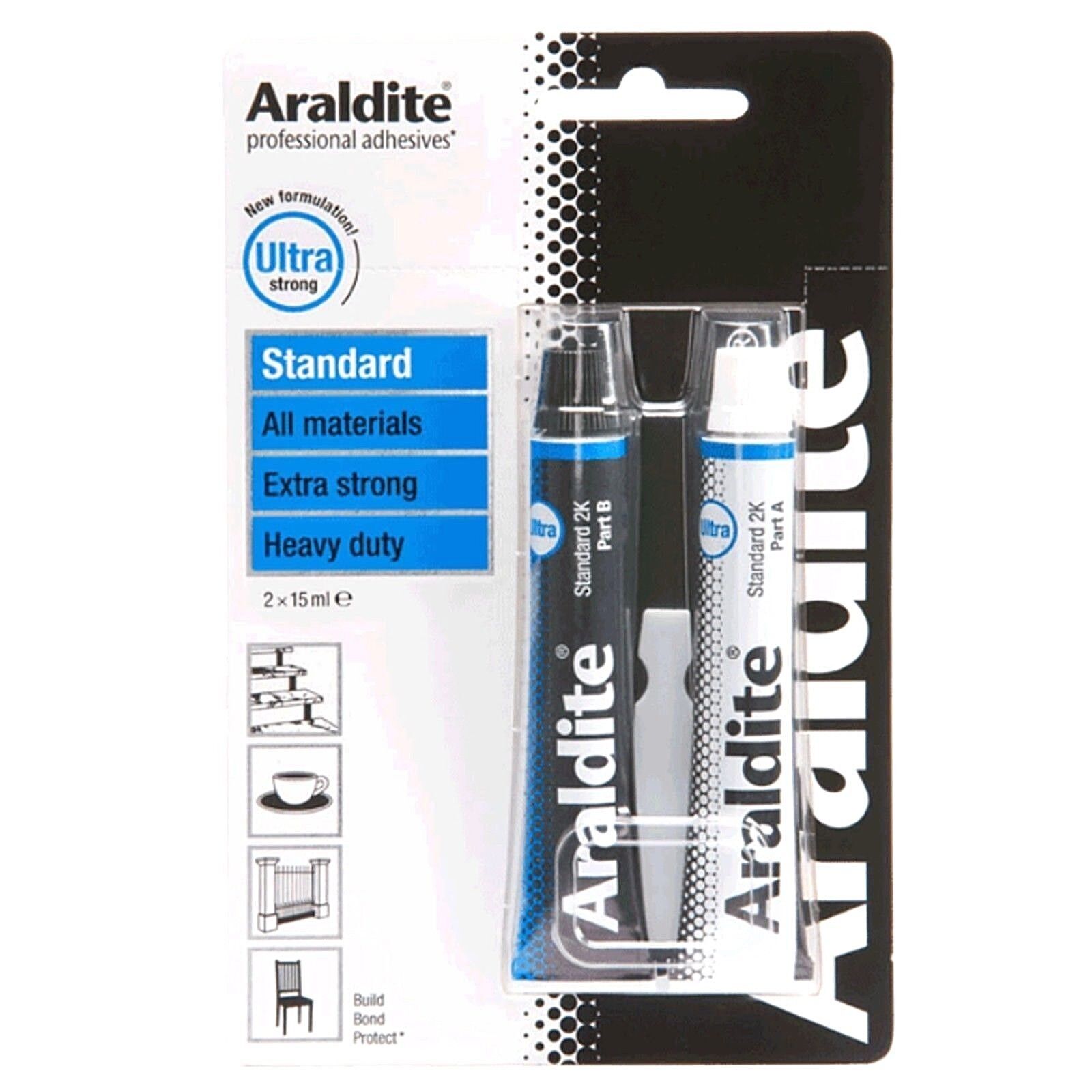 Araldite Standard Resistente Ultra Extra Forte Adesivo Colla 2 X 15ml Tubi