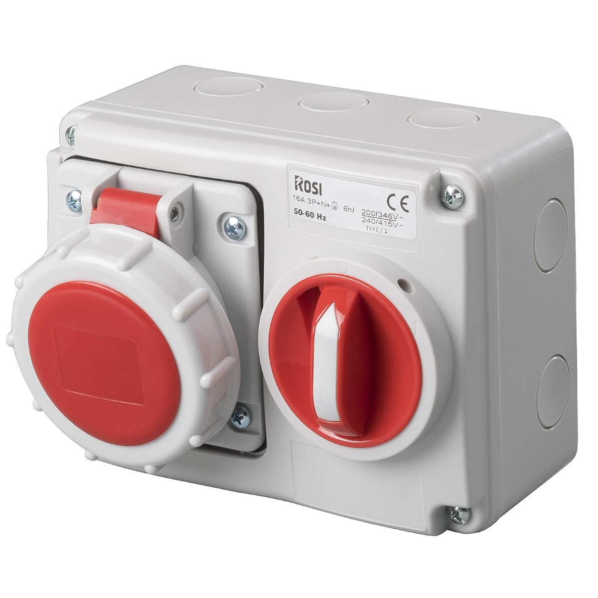 Presa interbloccata con fondo, 380V, 5 poli, 32A IP67 - Rosi 14.3432R6