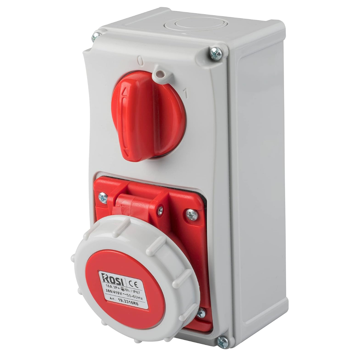 Presa interbloccata con fondo, 380V, 5 poli, 32A IP67 - Rosi 19.3432R6