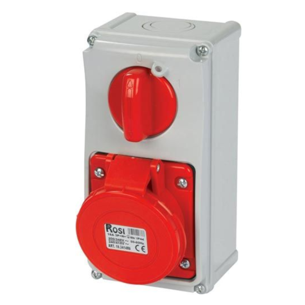 Presa interbloccata con fondo, 380V, 5 poli, 32A, IP54 Rosi 19.3434R6