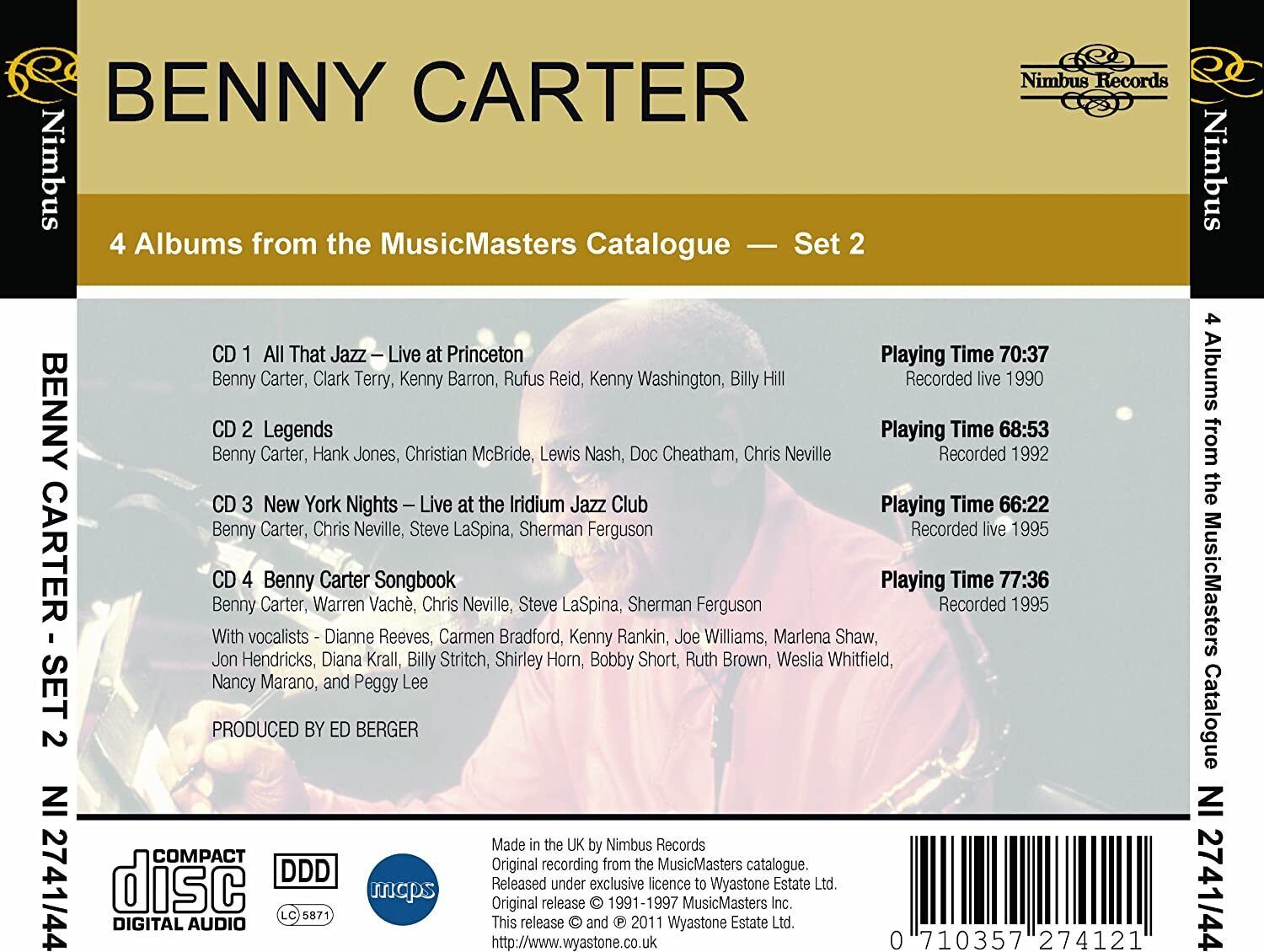 Benny Carter All That Jazz/Legends/New York Nights/Songbook (CD) Box Set