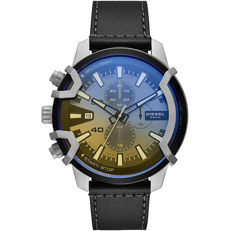 Orologio cronografo uomo Diesel Griffed giallo blu DZ4584 cinturino pelle