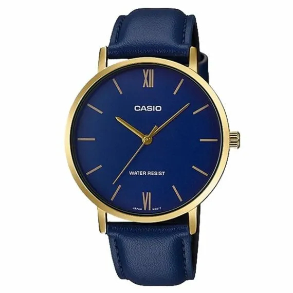 CASIO MTP-VT01GL-2BUDF OROLOGIO UOMO PELLE BLU DORATO 40mm SOTTOCOSTO