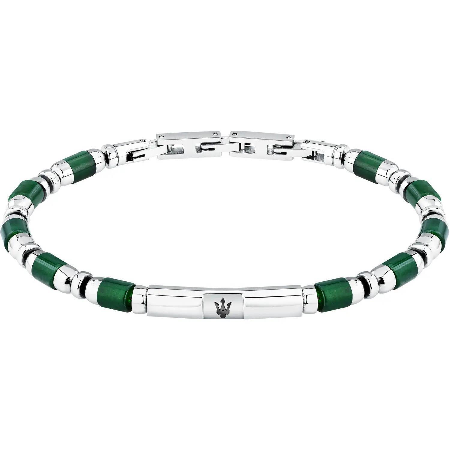 Bracciale Maserati Jewels JM334AVD48 Bracelet Acciaio Pietra Agata Verde Logo