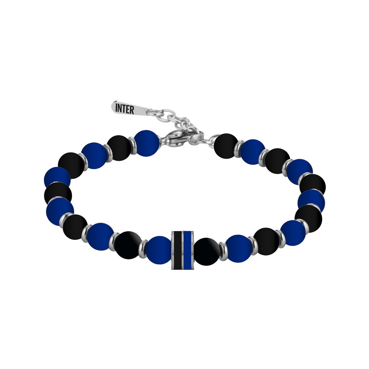 INTER FC Bracciale In Acciaio Con Pietre Nere E Azzurre INTER FC B-IB007UPB