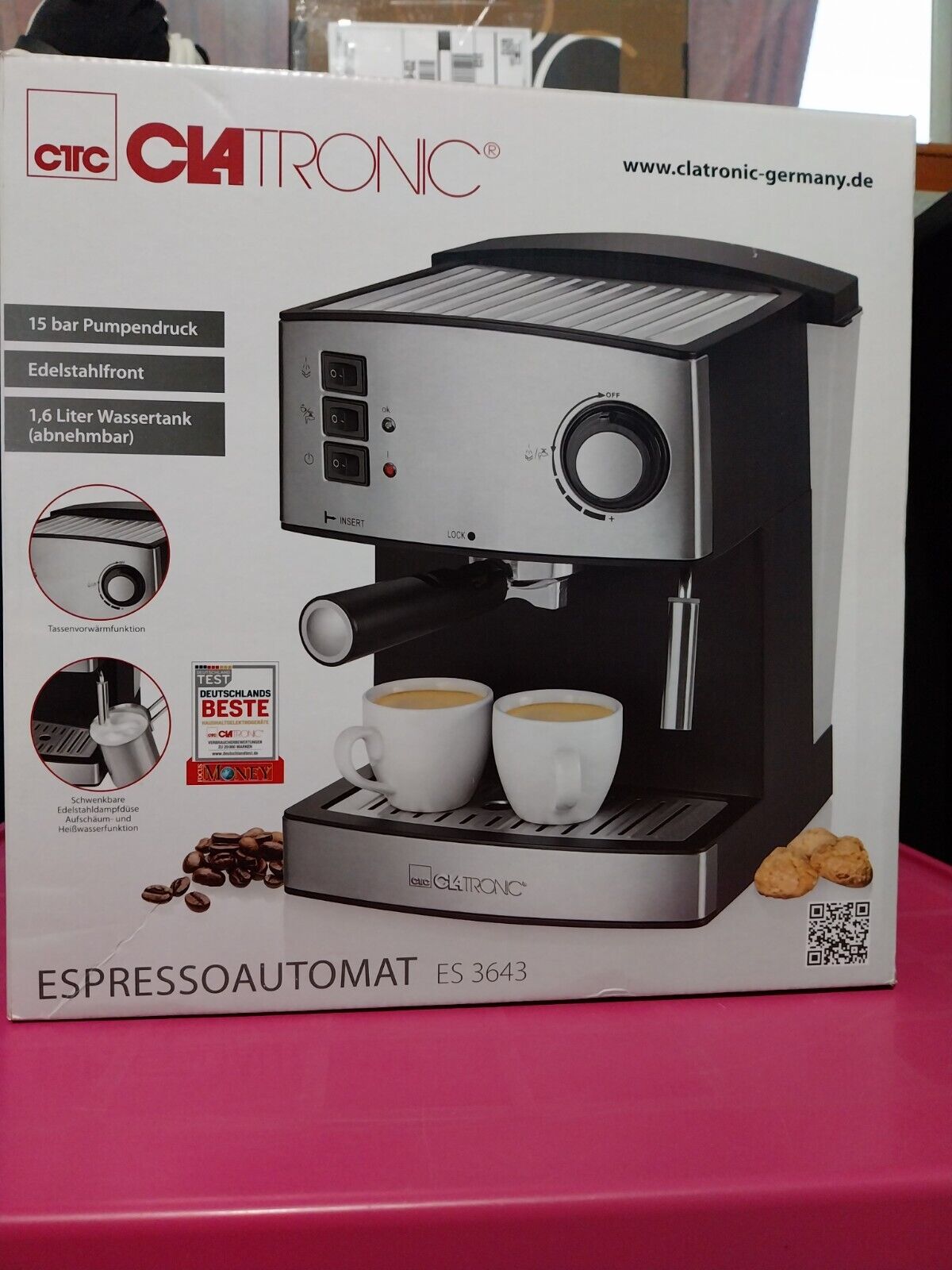 Clatronic ES 3643 Macchina per espresso 1,6 L 850 W Acciaio