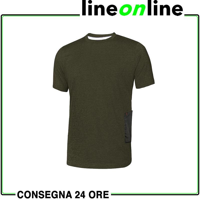 T-shirt da lavoro U Power Road slim-fit-Verde militare-L in tessuto jersey el...