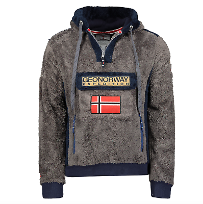 Felpa Geographical Norway SHERCO Uomo teddy pesante imbottita tasca LOGO