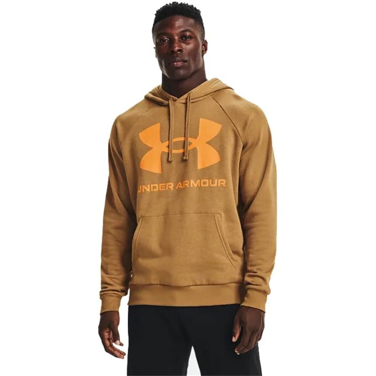 Under Armour Men's Ua Rival Fleece Hoodie with Big Logo Tops M Antique Ochre (27