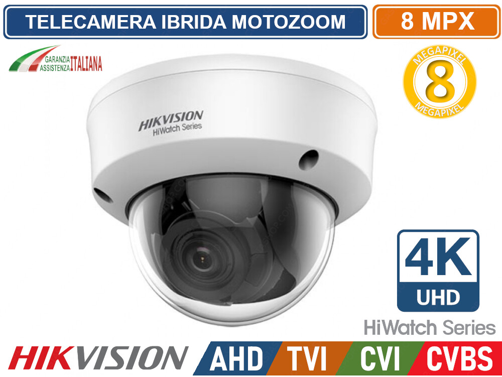 HIKVISION HWT-D381-Z TELECAMERA IBRIDA DOME VARIFOCALE MOTOZOOM 4K 8MPX IP66