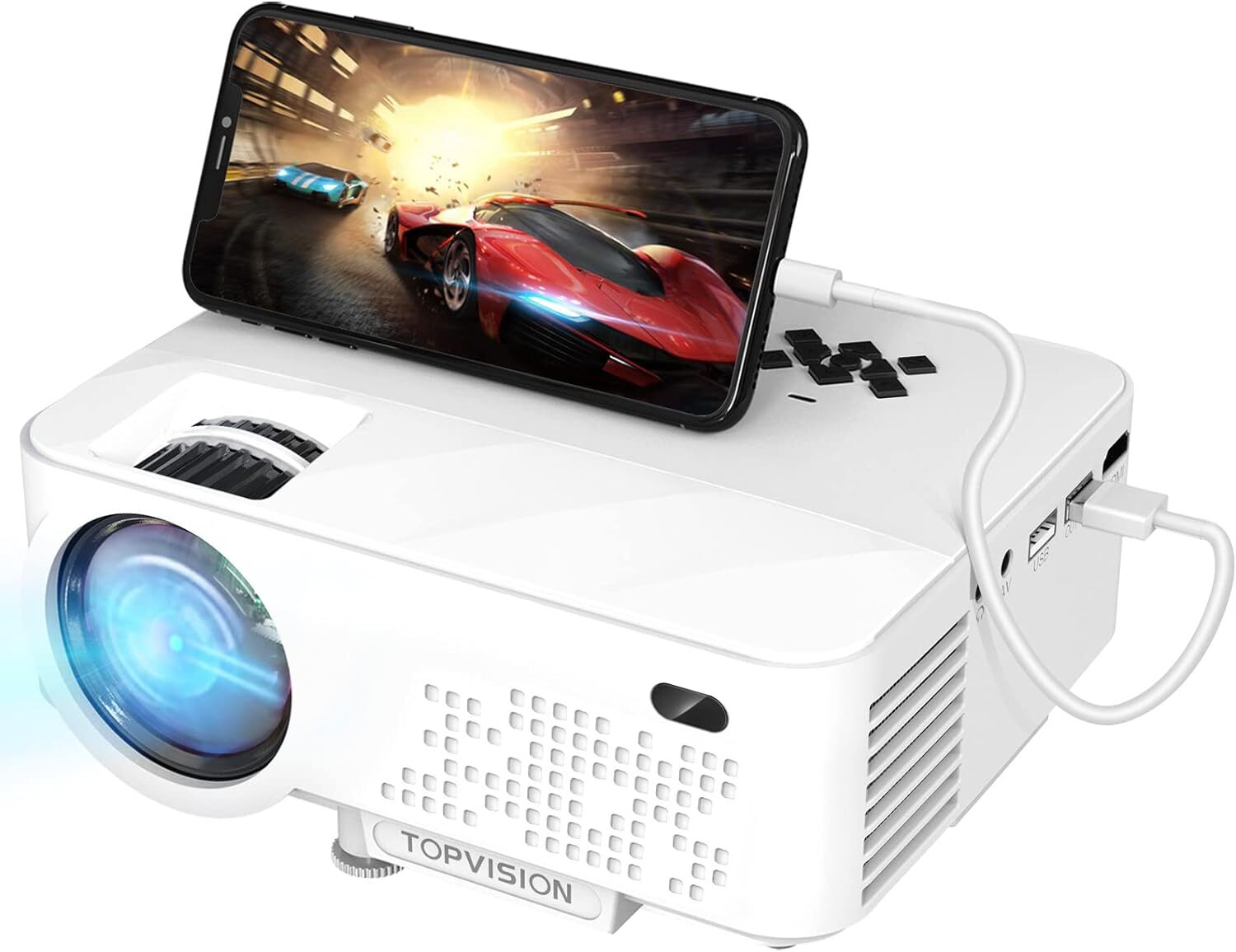 TOPVISION Mini Proiettore con Clonazione Schermo, 7000 Lumen Proiettore...