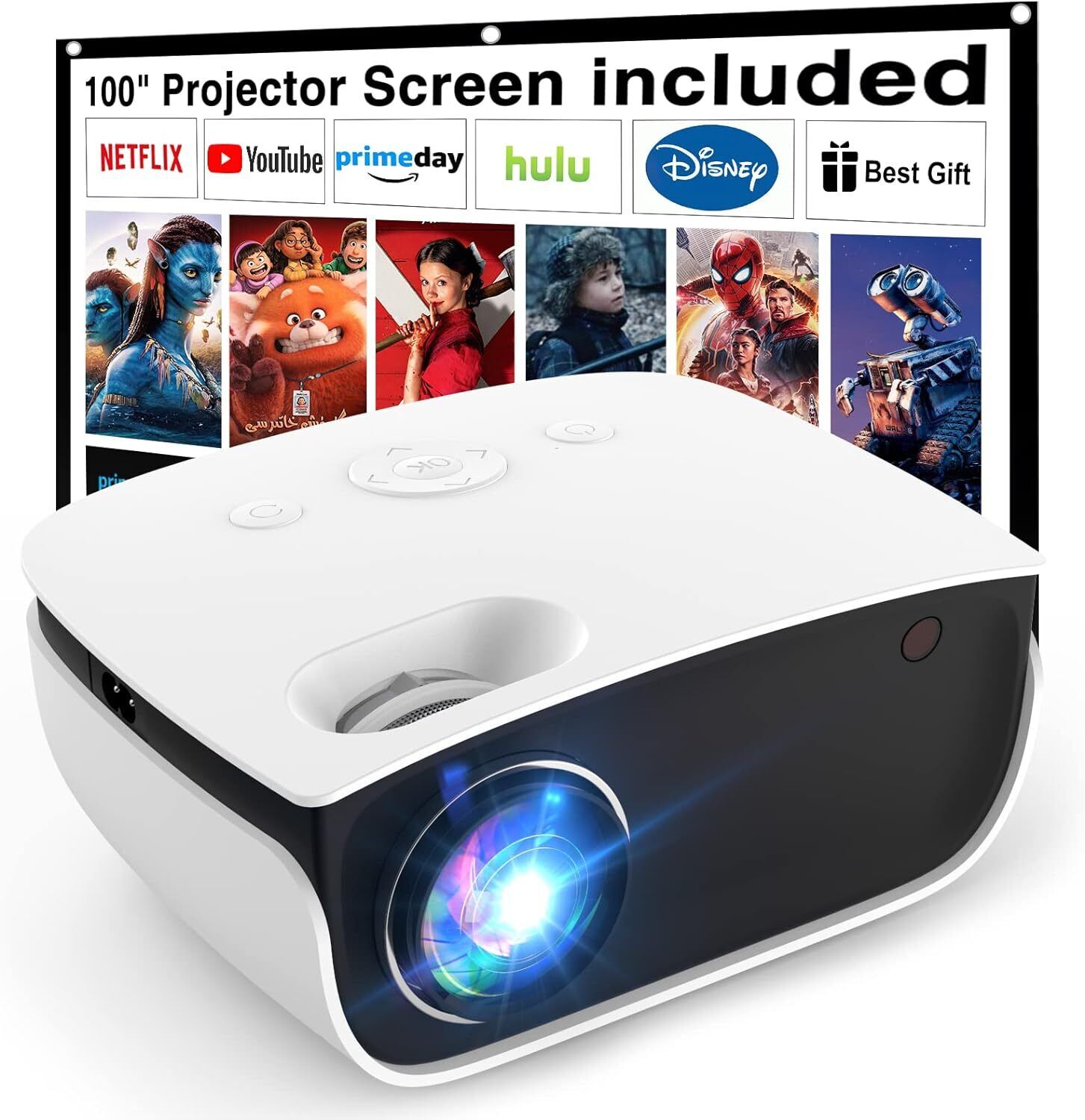 Mini Proiettore, 7500 Lumens Videoproiettore Portatile 1080P Full 7500L