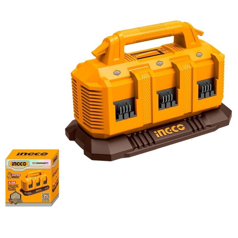 CARICABATTERIE RAPIDO DOPPIO 20V  6 POSTI - BATTERIA LITIO - INGCO FCLI2064