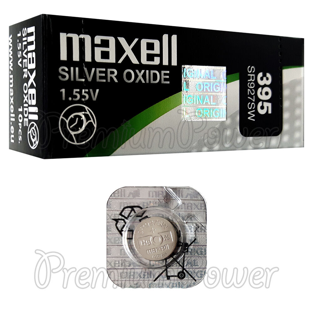 1 X Maxell 395 Argento Ossido Batteria 1.55V SR57 SR927SW 399 Orologi 0% Mercury