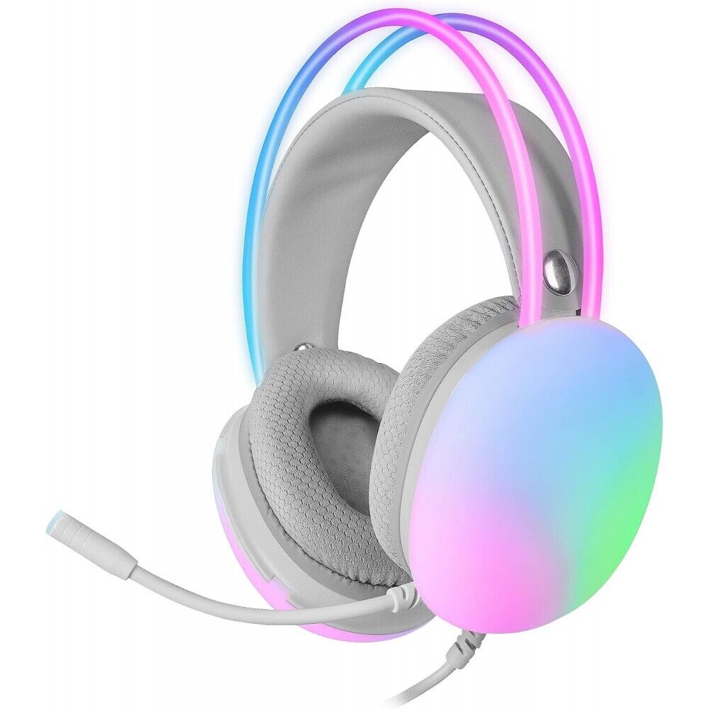 Mars Gaming MH-GLOW White, Full Chroma RGB Flow a 360°, Microfono Cancellazione