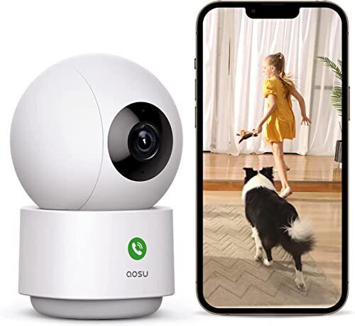 AOSU 2K Telecamera WIFI Interno, Telecamera Sorveglianza, Chiamata (q8M)