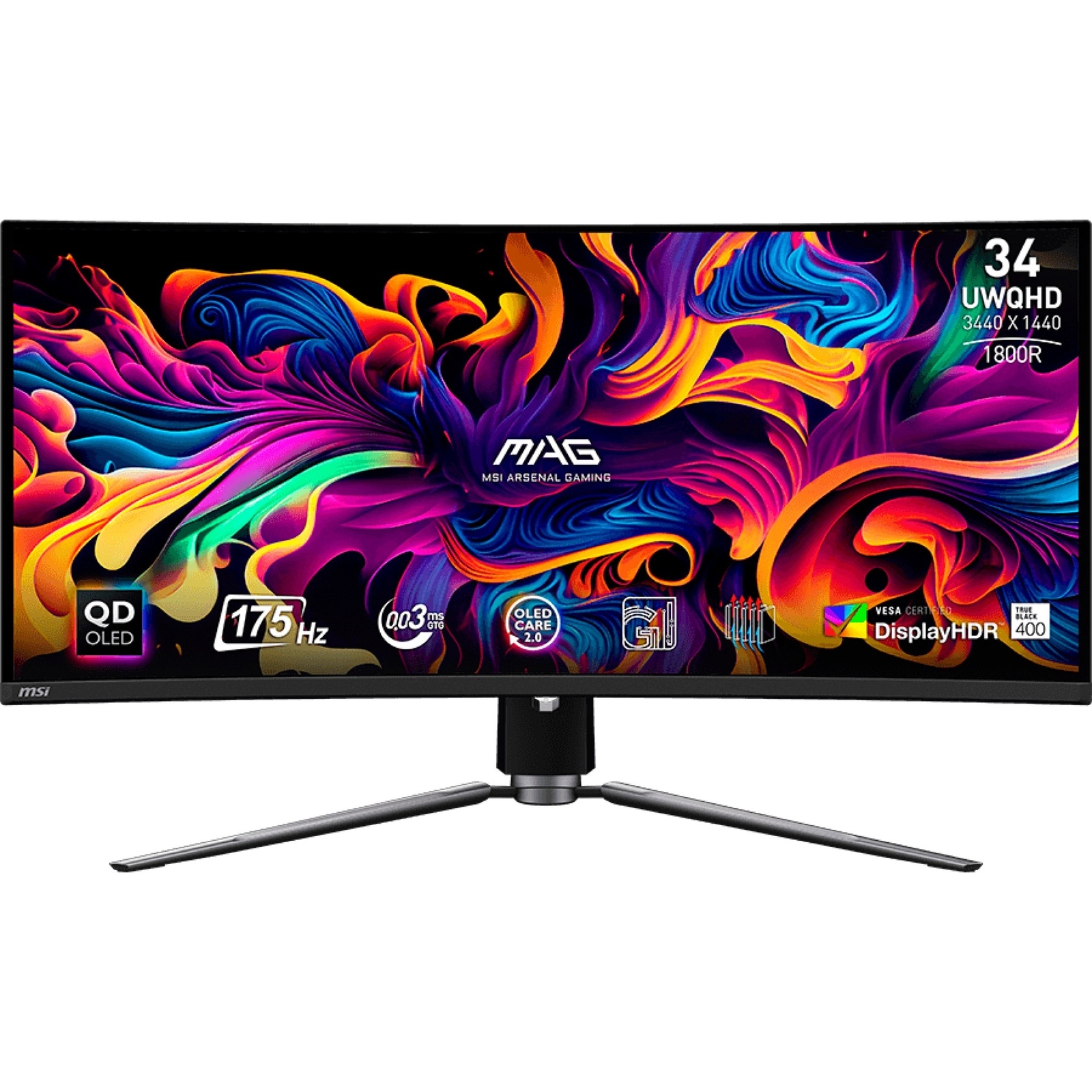 MSI MAG 341CQPDE QD-OLED, Gaming-Monitor - 86.8 cm (34.2" ), schwarz, UWQHD, QD-