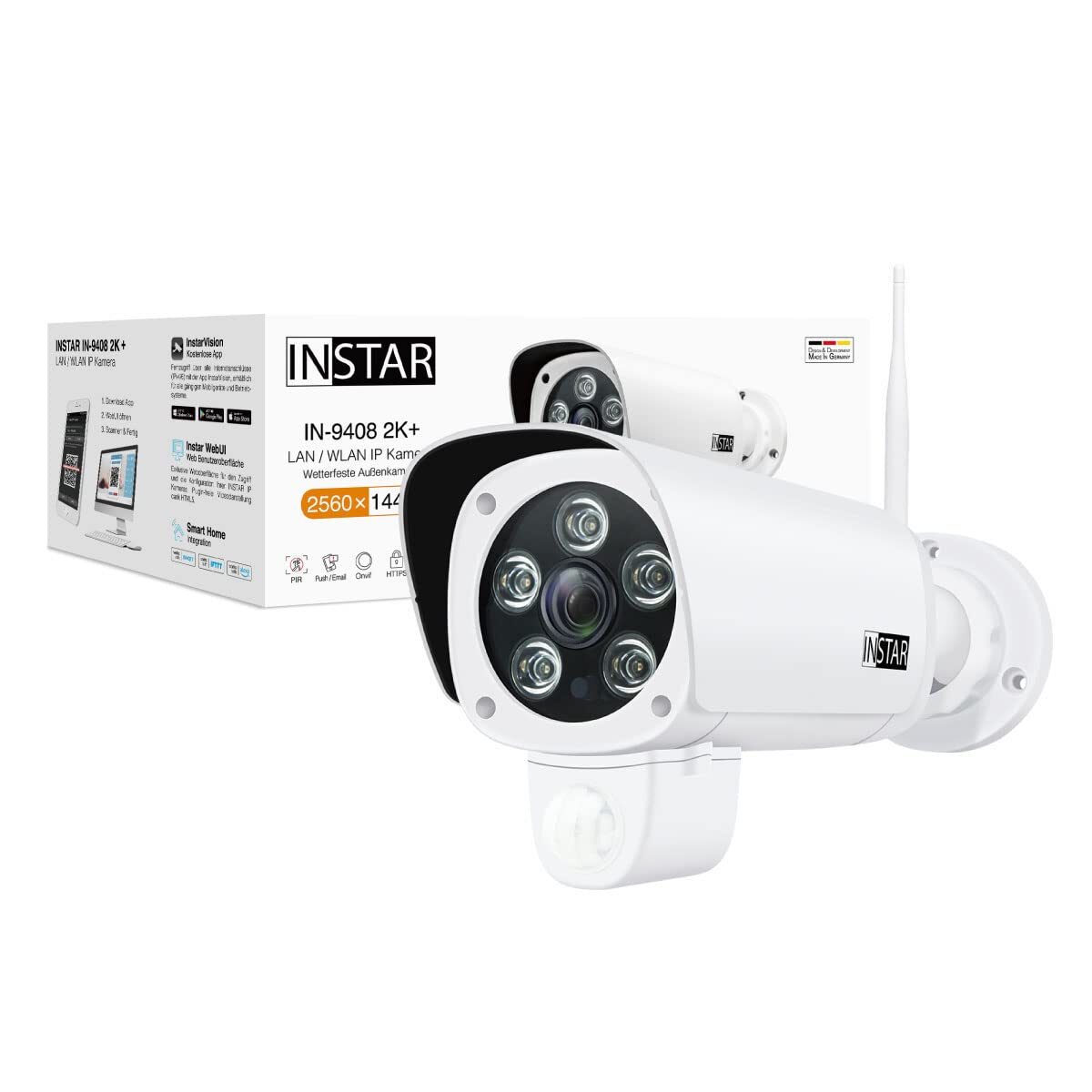 INSTAR IN-9408 2K+ bianco - Telecamera di sorveglianza LAN/WLAN con IA - (J0v)
