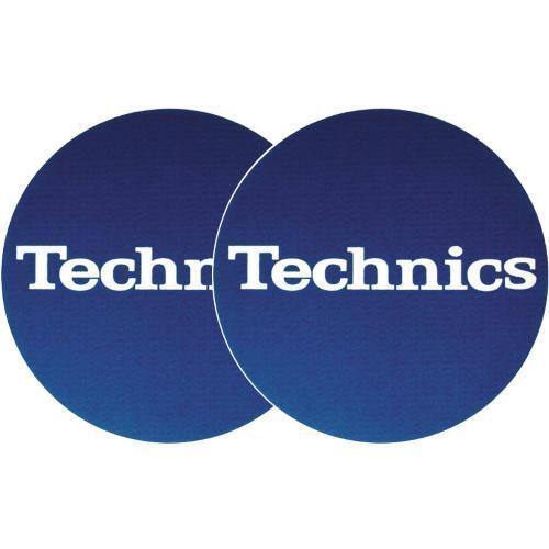 TECHNICS SLIPMATS TAPPETINI GIRADISCHI LOGO TECHNICS - BLU E BIANCO COPPIA TAPPE