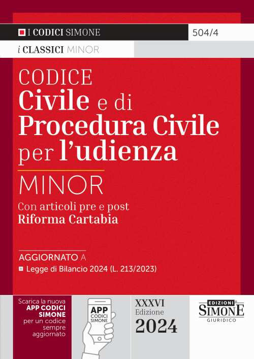Codice civile e di procedura civile per l'udienza. Ediz. minor. Con QR-Cod...