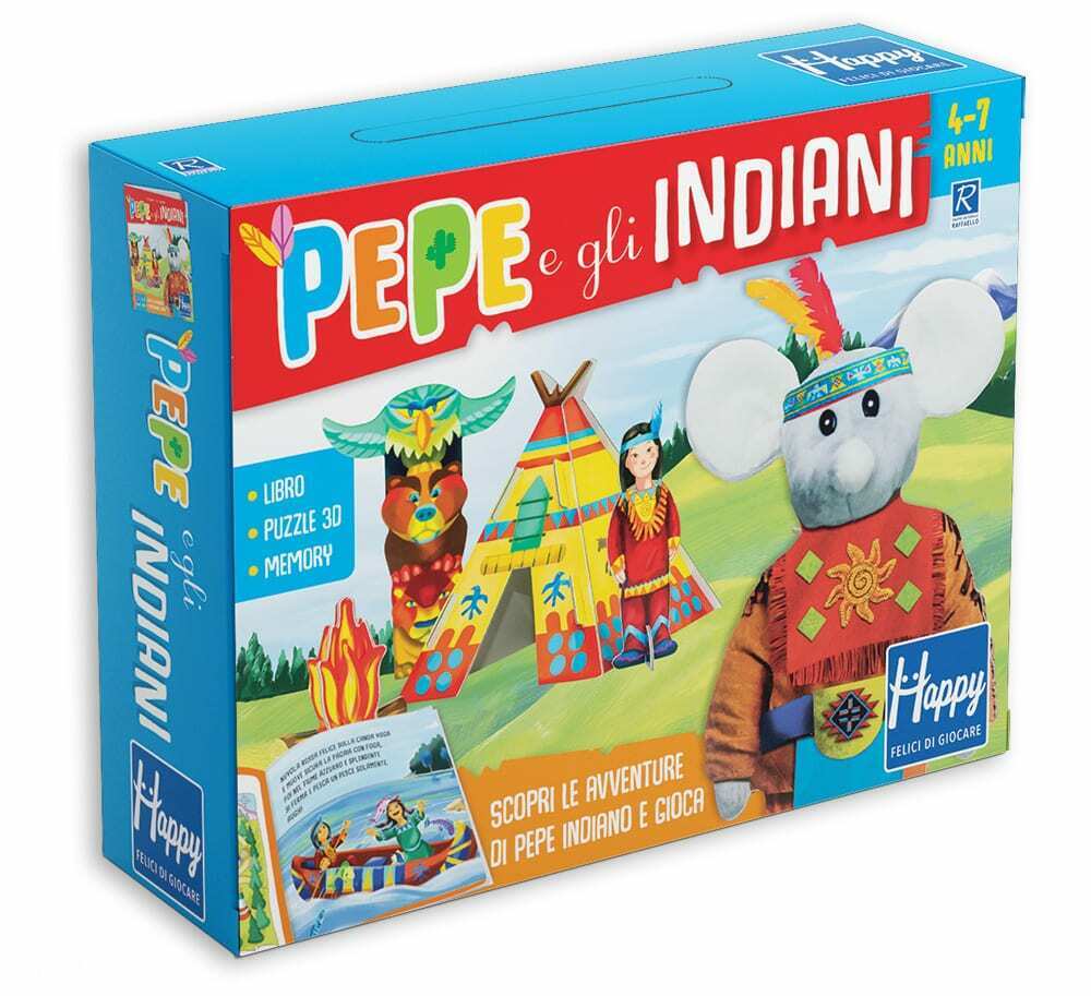 PEPE E GLI INZIANI BE HAPPY LIBRO CON PUZZLE 3D 4/7 ANNI