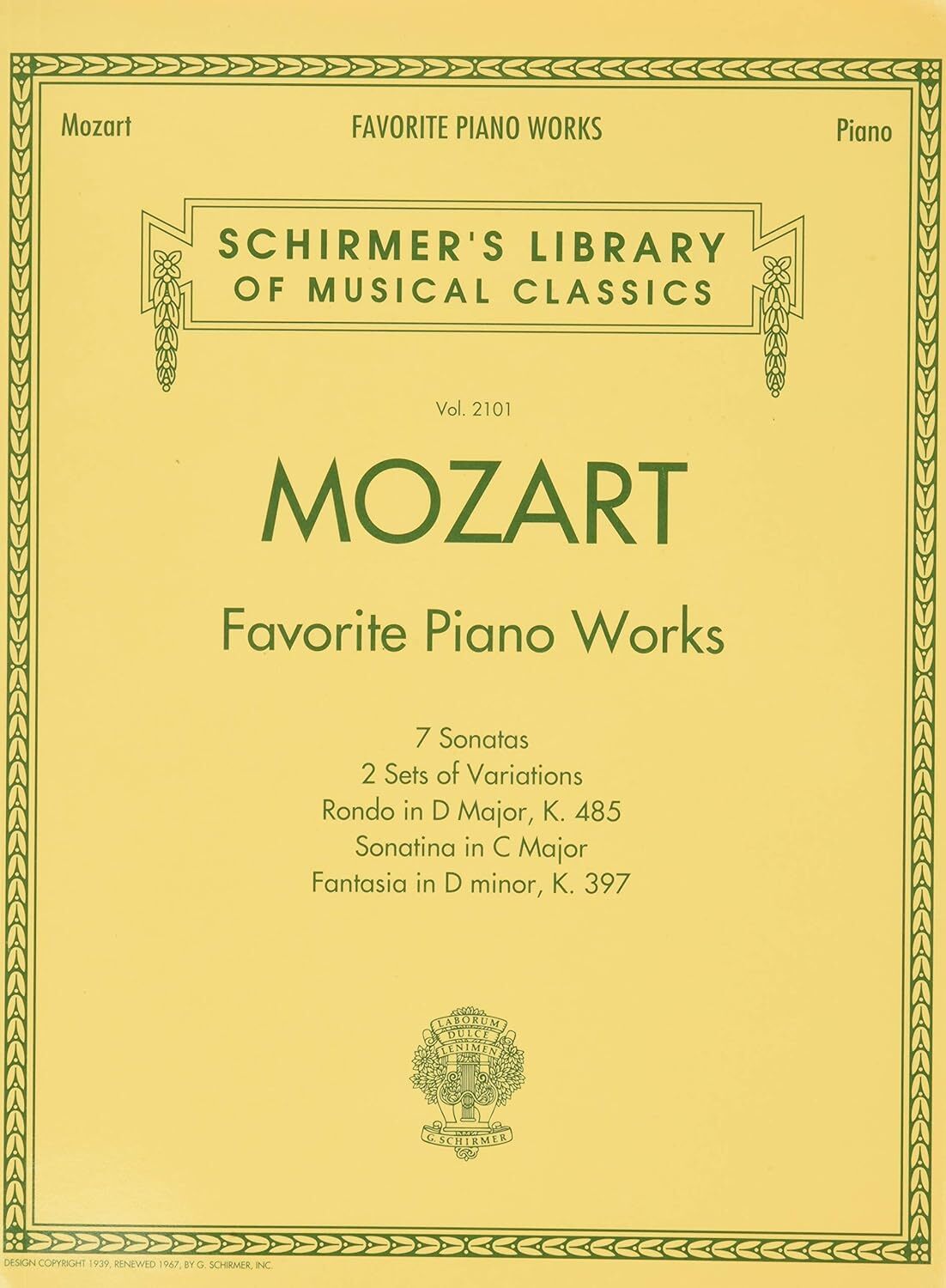 9781476875545 Mozart: Favorite Piano Works [Lingua inglese]: Sch...ics Vol. 2101