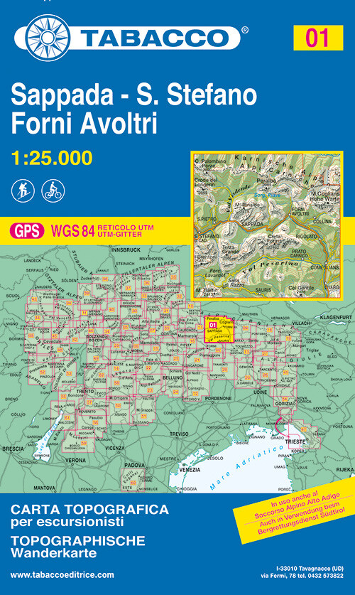 Libri Sappada. S. Stefano. Forni Avoltri 1:25.000