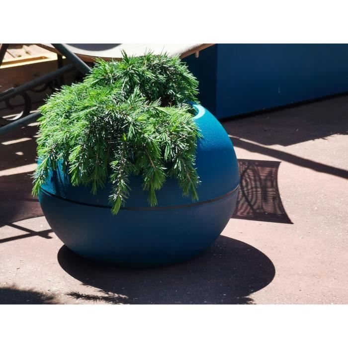 Fioriera Rotonda Riviera Granit Boule - Plastica - Diametro 40 Cm - Blu