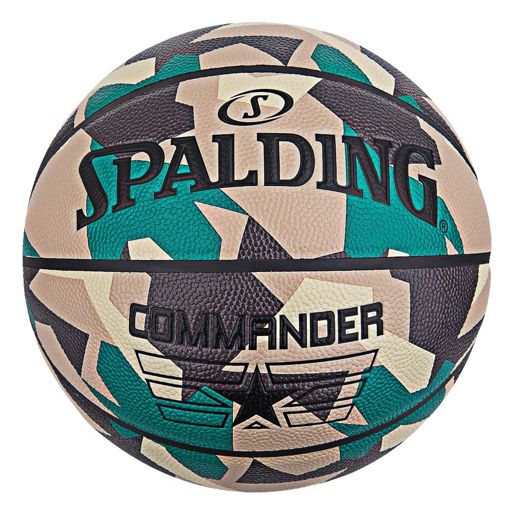 Basketball Ball Commander Poly Spalding 84589Z Brown Leather Synthe... NUOVO