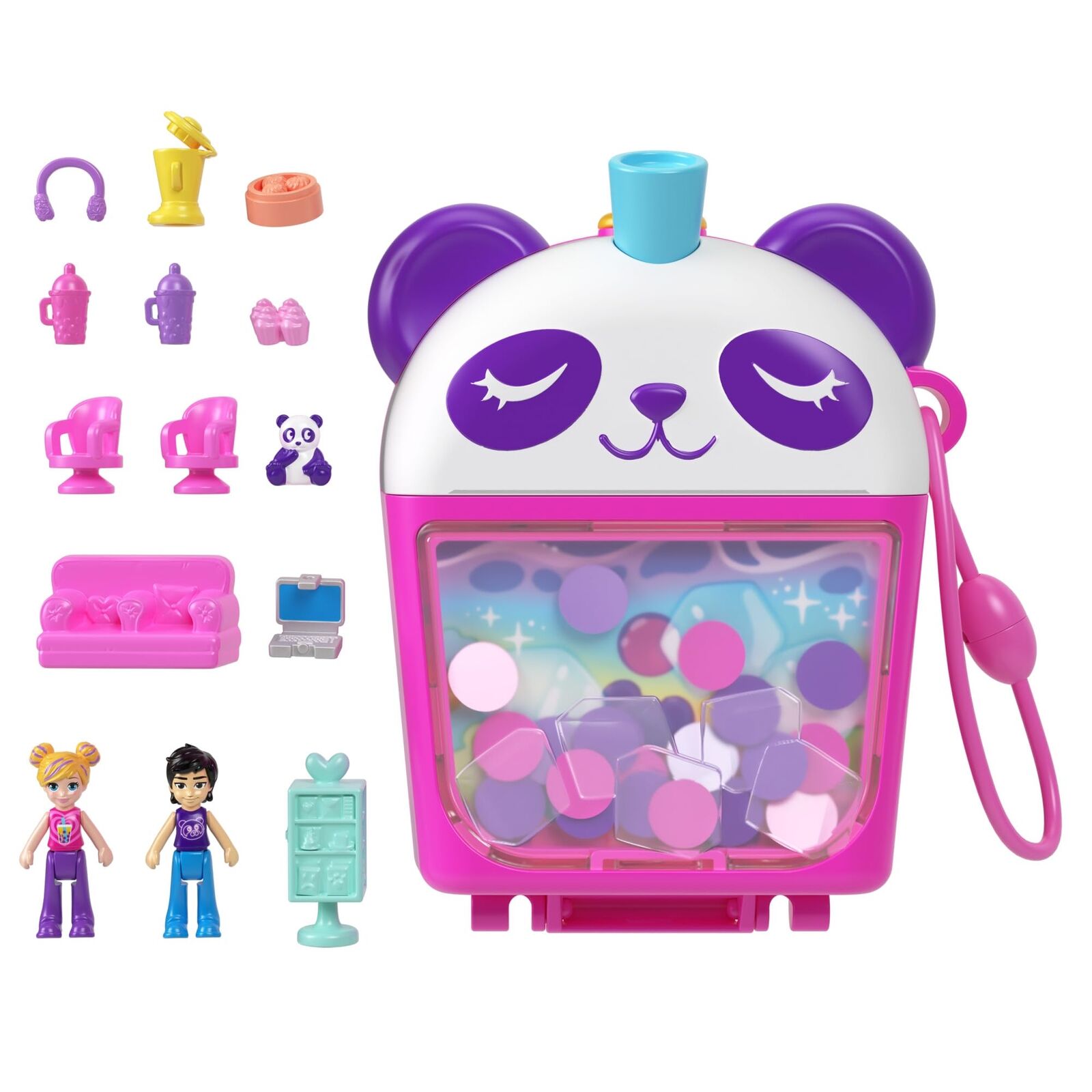 Mattel UK * Polly Pocket Panda Boba Tea Shop Compact NUOVO