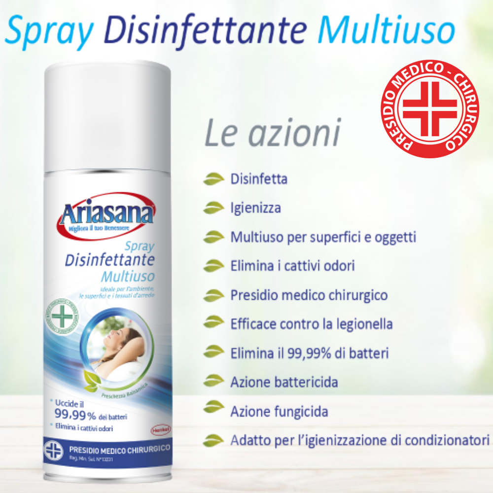 Spray Disinfettante Igienizzante Ambienti Casa Auto Climatizzatore Tessuti 150ml