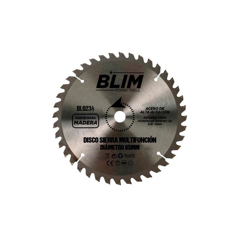DISCO PER SEGA MULTIFUNZIONE DA 85mm BLIM BL0234 - TAGLIO LEGNO 20 DENTI - SPESS
