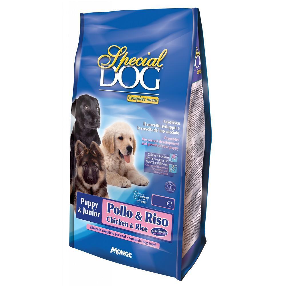 Crocchette con pollo e Riso Special Dog Monge 15kg Puppy & Junior croccantini