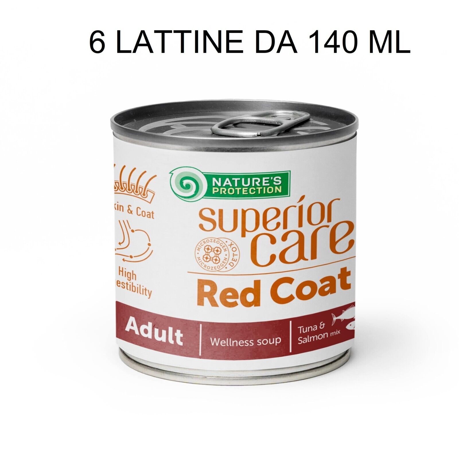 6 Lattine * 140 ml Nature's protection UMIDO RED DOG SOUP - tonno e salmone