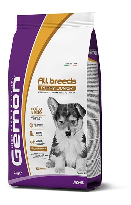 GEMON ALL BREEDS Puppy & Junior  Pollo/riso Kg.15