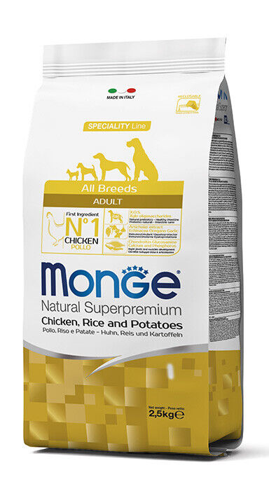 Monge Cane All Breeds Crocchette Pollo Riso Patate Kg.2,5