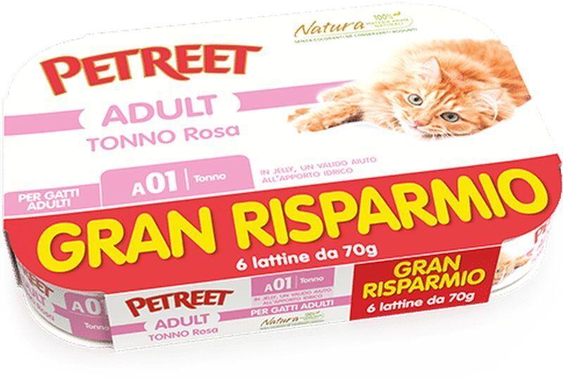 Petreet Natura Tonno Rosa 6 Lattine x 70gr 01 Tonno